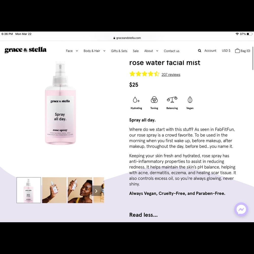 Grace and Stella rose water mist